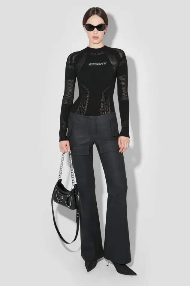 Trousers Women MISBHV Matte Faux Leather Moto Trousers Black