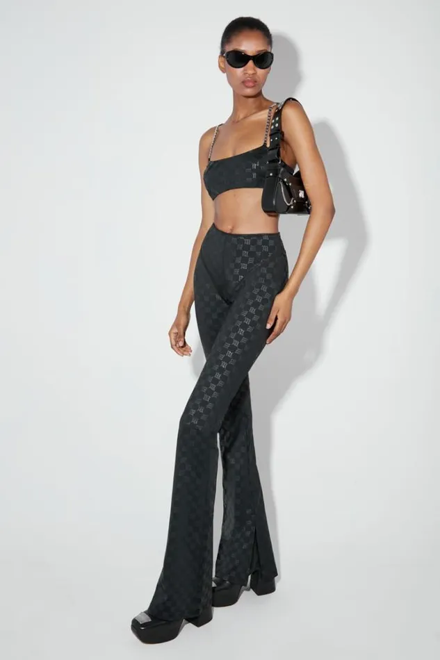 Trousers Women MISBHV Monogram Flared Trousers Black