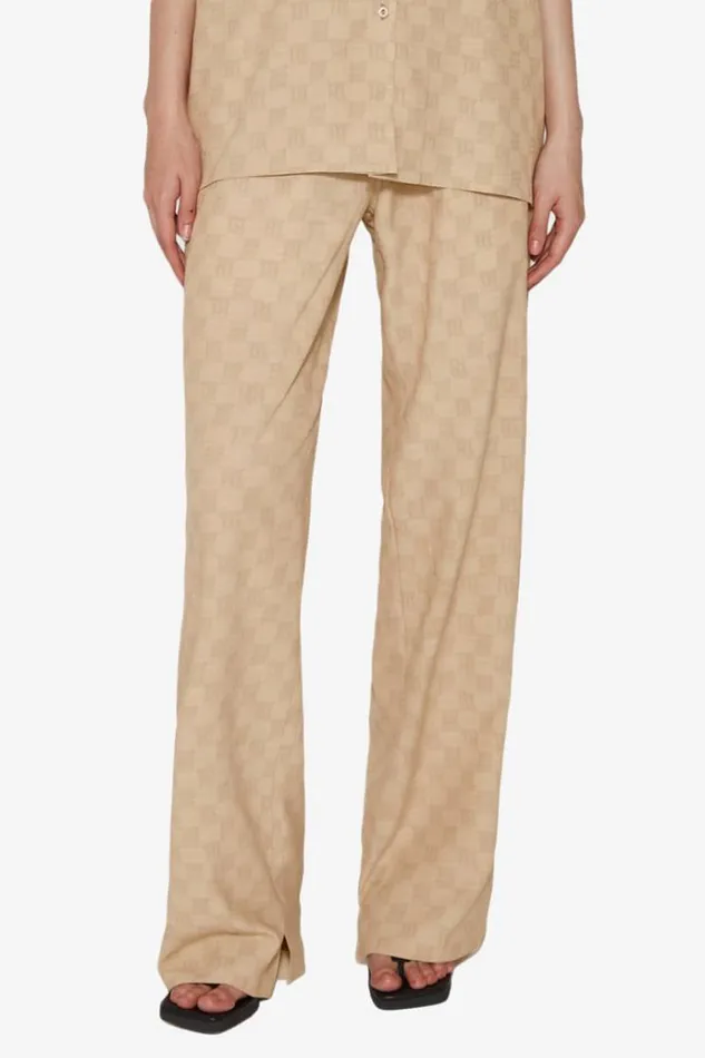 Trousers Women MISBHV Resort Monogram Viscose Wool Relaxed Trousers Beige