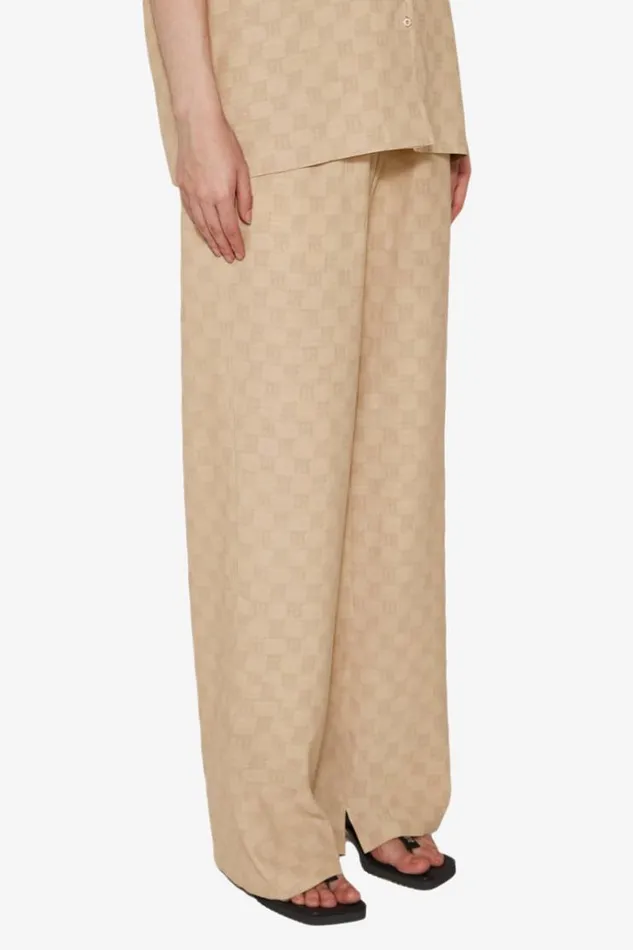 Trousers Women MISBHV Resort Monogram Viscose Wool Relaxed Trousers Beige
