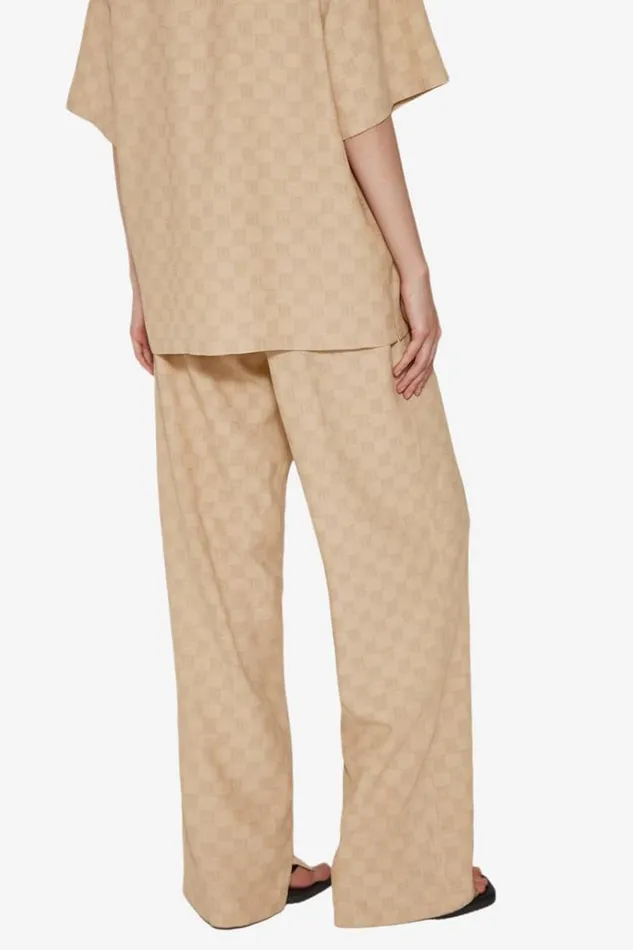 Trousers Women MISBHV Resort Monogram Viscose Wool Relaxed Trousers Beige
