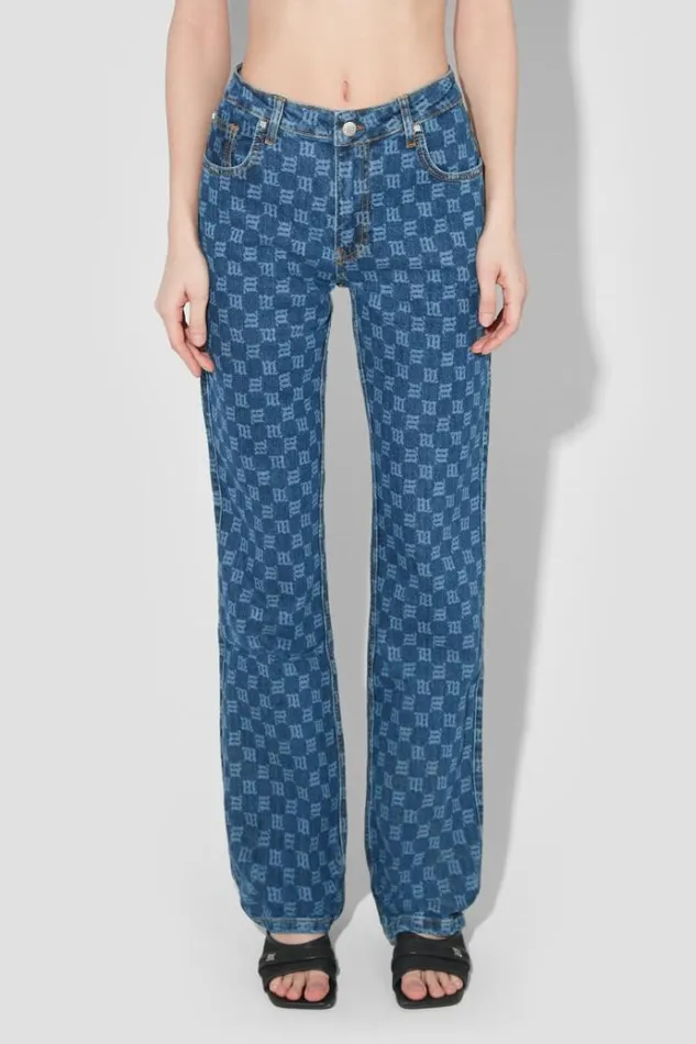 Trousers Women MISBHV Signature Monogram Denim High Waisted Trousers