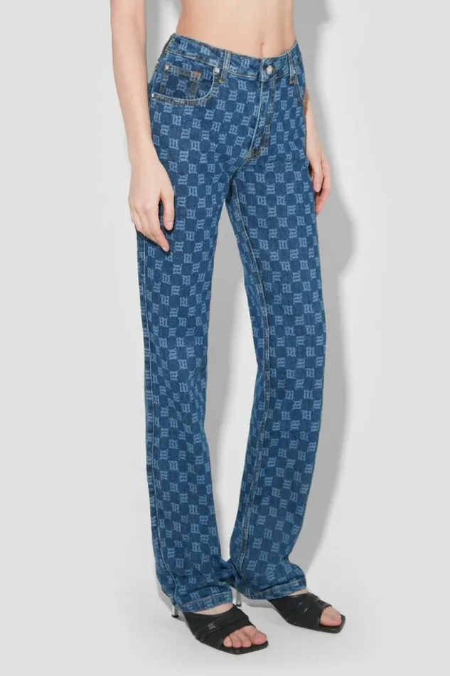 Trousers Women MISBHV Signature Monogram Denim High Waisted Trousers