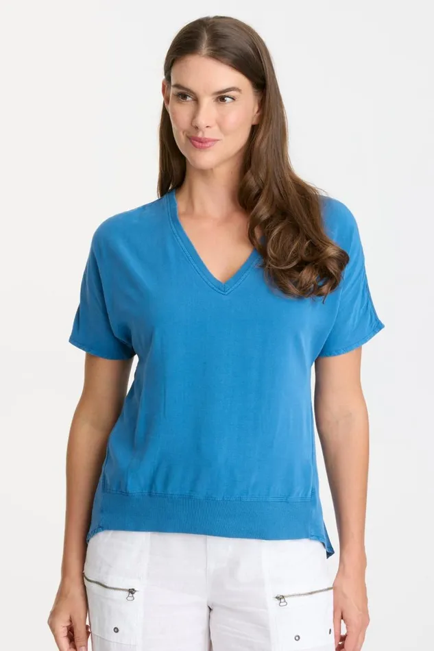 Twill Clara Top Poseidon Pigment Clothing XCVI ShirtsBlouses
