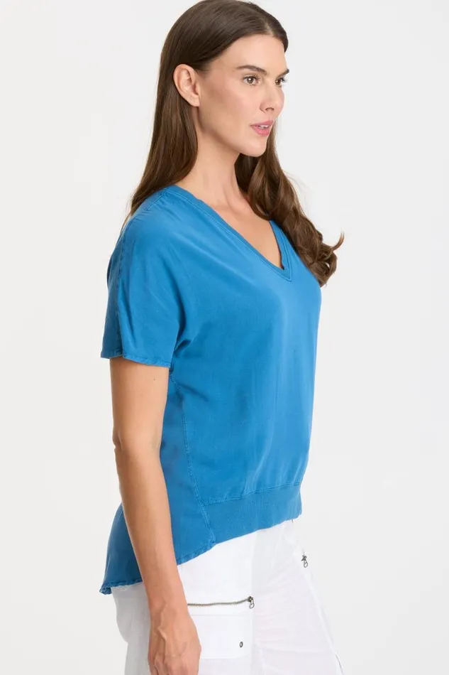 Twill Clara Top Poseidon Pigment Clothing XCVI ShirtsBlouses