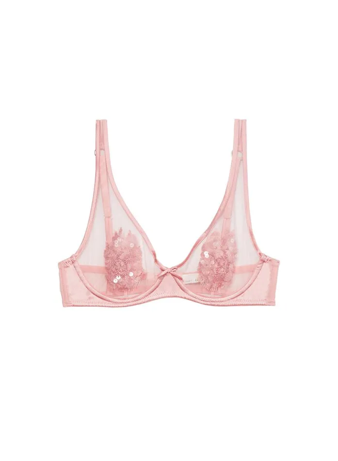 Underwire Bras Lingerie Fleur Du Mal Beaded Appliqu Bra Pink Lady