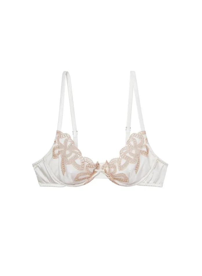 Underwire Bras Lingerie Fleur Du Mal Bow Guipure Embroidery Bra Ivory