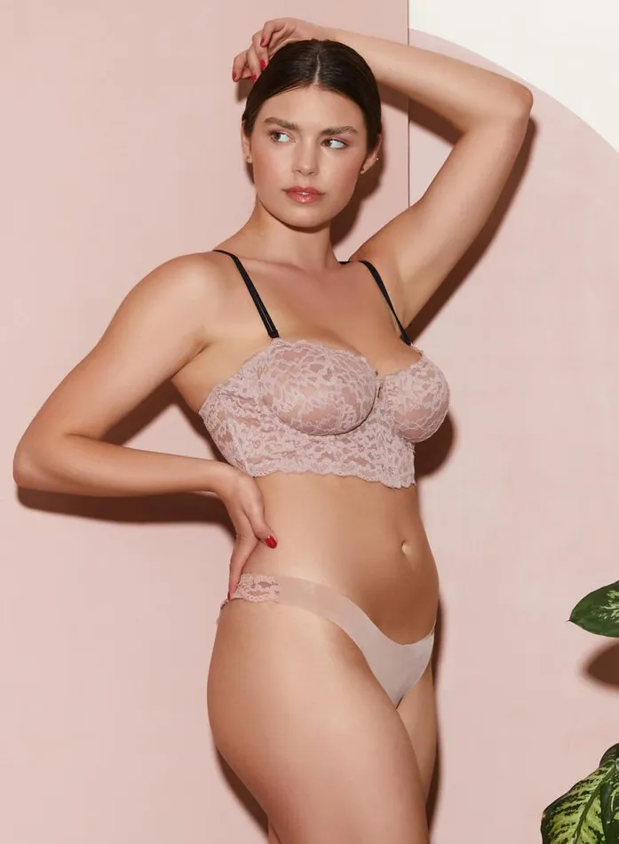 Underwire Bras Lingerie Fleur Du Mal Charlotte Longline Bra Tan