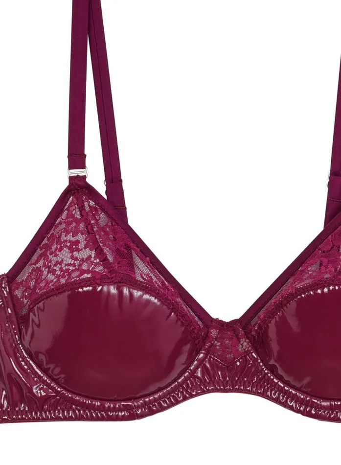 Underwire Bras Lingerie Fleur Du Mal Frankie Lace PVC Bebe Bra Sangria