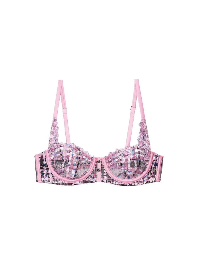 Underwire Bras Lingerie Fleur Du Mal Gabrielle Embroidery Balconette Bra Bisou Pink