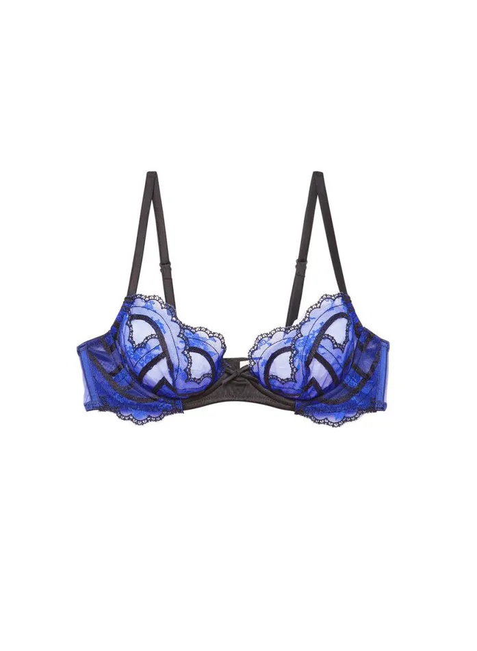 Underwire Bras Lingerie Fleur Du Mal Hendrix Embroidery Demi Bra Electric Blue