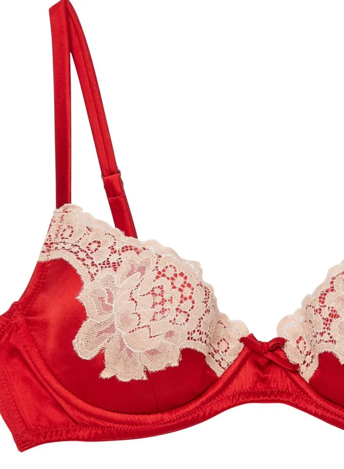 Underwire Bras Lingerie Fleur Du Mal James Lace Lined Demi Bra Rouge