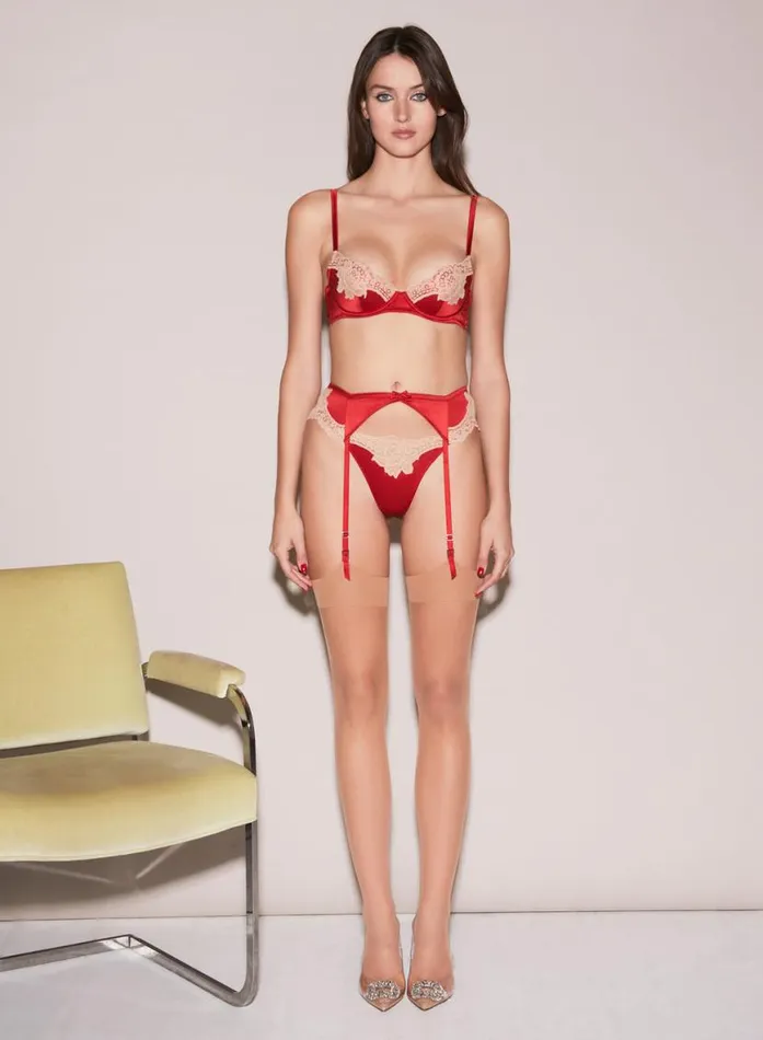 Underwire Bras Lingerie Fleur Du Mal James Lace Lined Demi Bra Rouge