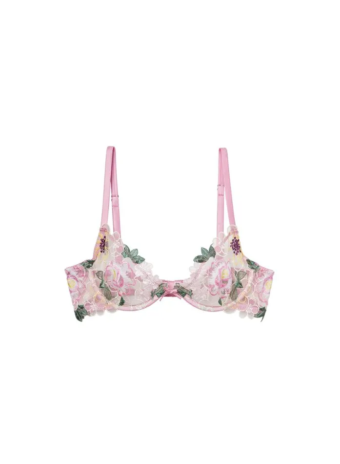 Underwire Bras Lingerie Fleur Du Mal Jardin Embroidery Demi Bra Bisou Pink