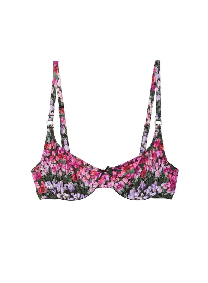 Underwire Bras Lingerie Fleur Du Mal Jersey Scooped Balconette Bra Rose Stripe