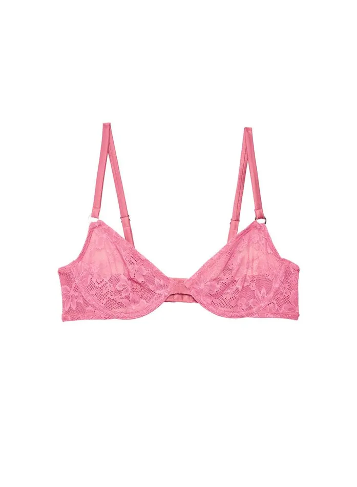 Underwire Bras Lingerie Fleur Du Mal Le Stretch Lace Demi Bra Pink Cadillac