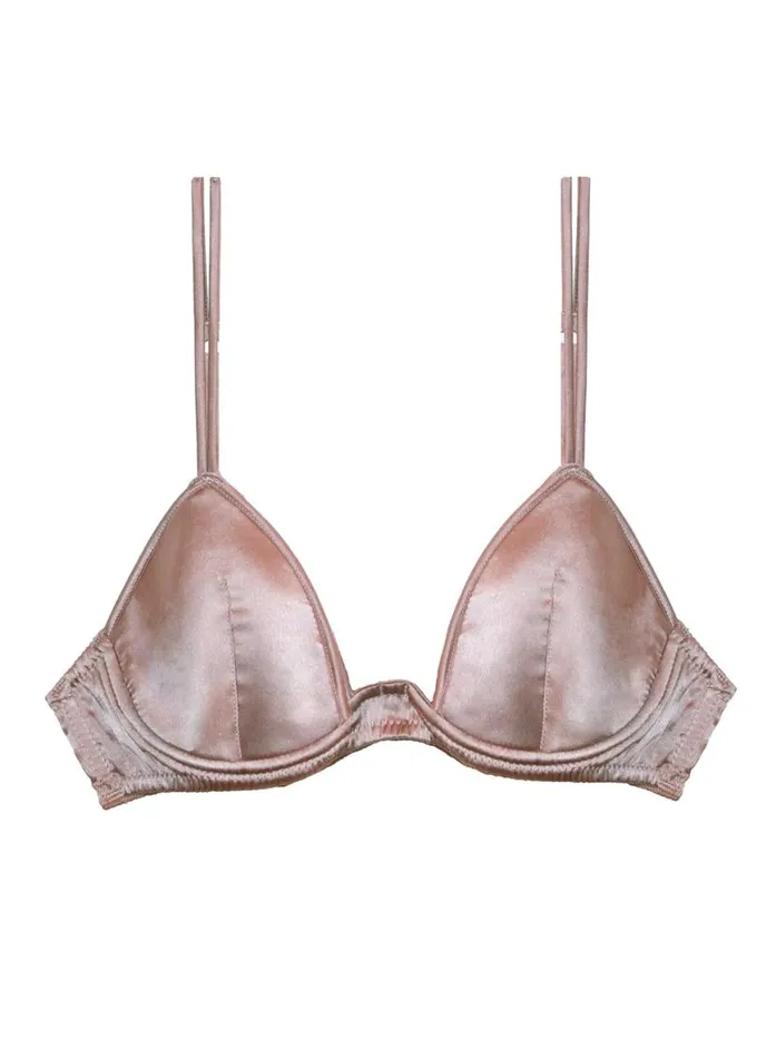 Underwire Bras Lingerie Fleur Du Mal Luxe Plunge Bra Tan