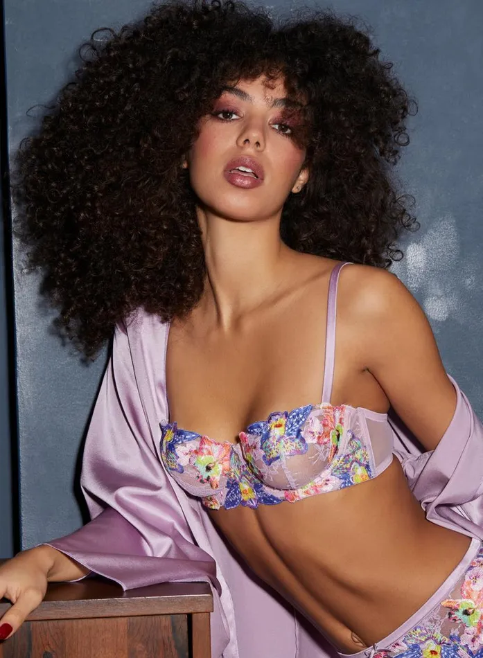 Underwire Bras Lingerie Fleur Du Mal Orchid Embroidery Balconette Bra Wisteria Underwire Bras Lingerie Fleur Du Mal Orchid Embroidery Balconette Bra Wisteria