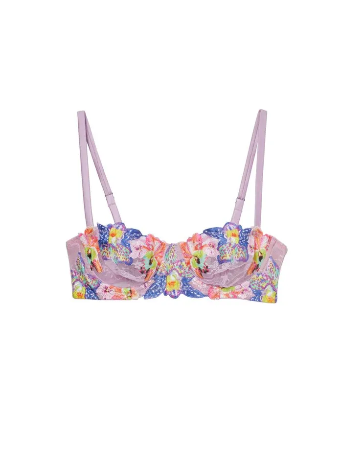 Underwire Bras Lingerie Fleur Du Mal Orchid Embroidery Balconette Bra Wisteria