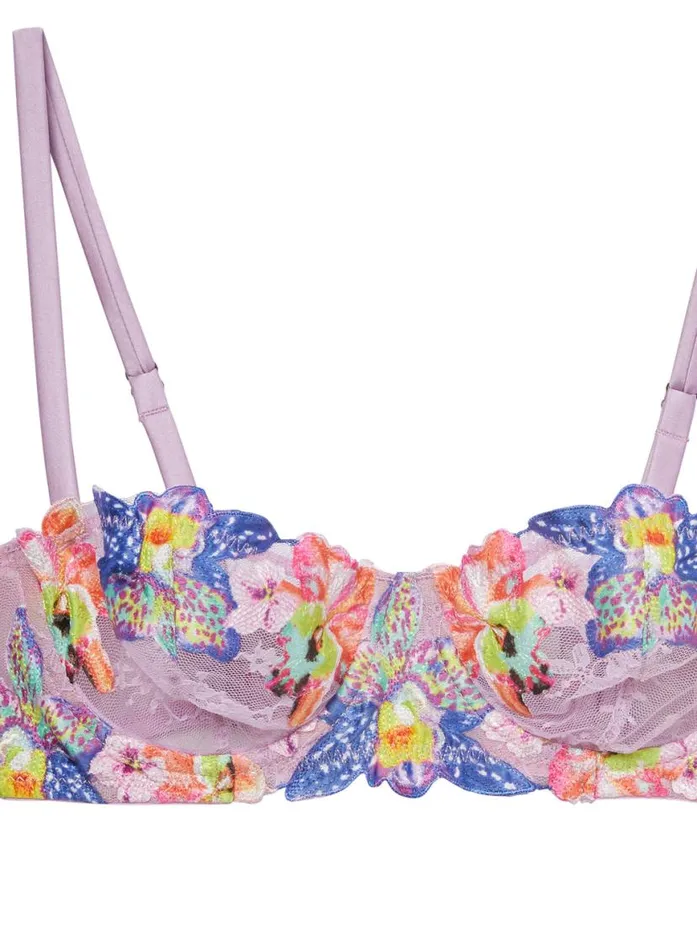Underwire Bras Lingerie Fleur Du Mal Orchid Embroidery Balconette Bra Wisteria