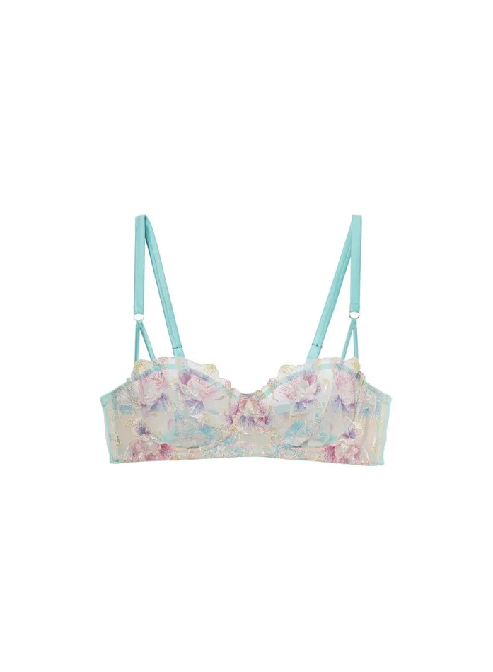 Underwire Bras Lingerie Fleur Du Mal Pixie Embroidery Balconette Bra Fresh Mint