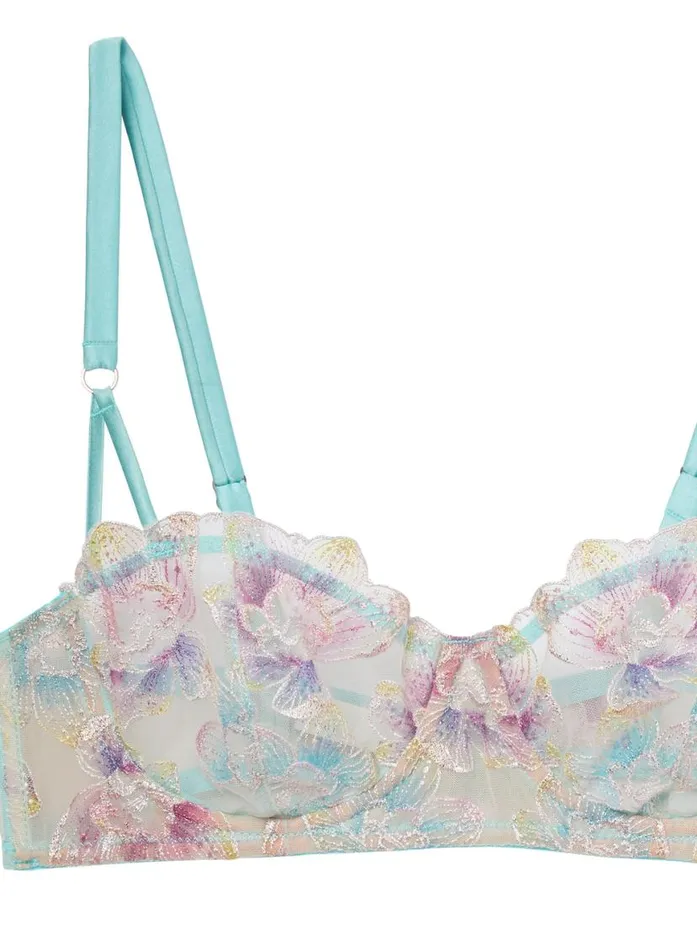 Underwire Bras Lingerie Fleur Du Mal Pixie Embroidery Balconette Bra Fresh Mint