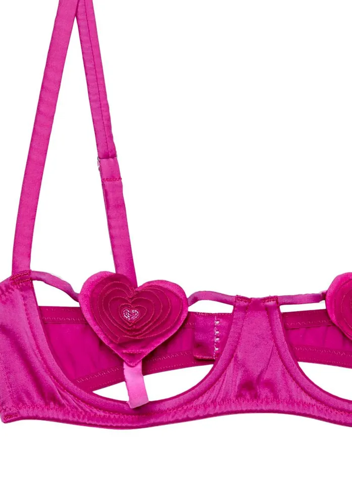 Underwire Bras Lingerie Fleur Du Mal Queen Of Hearts Balconette Bra Ultra Pink