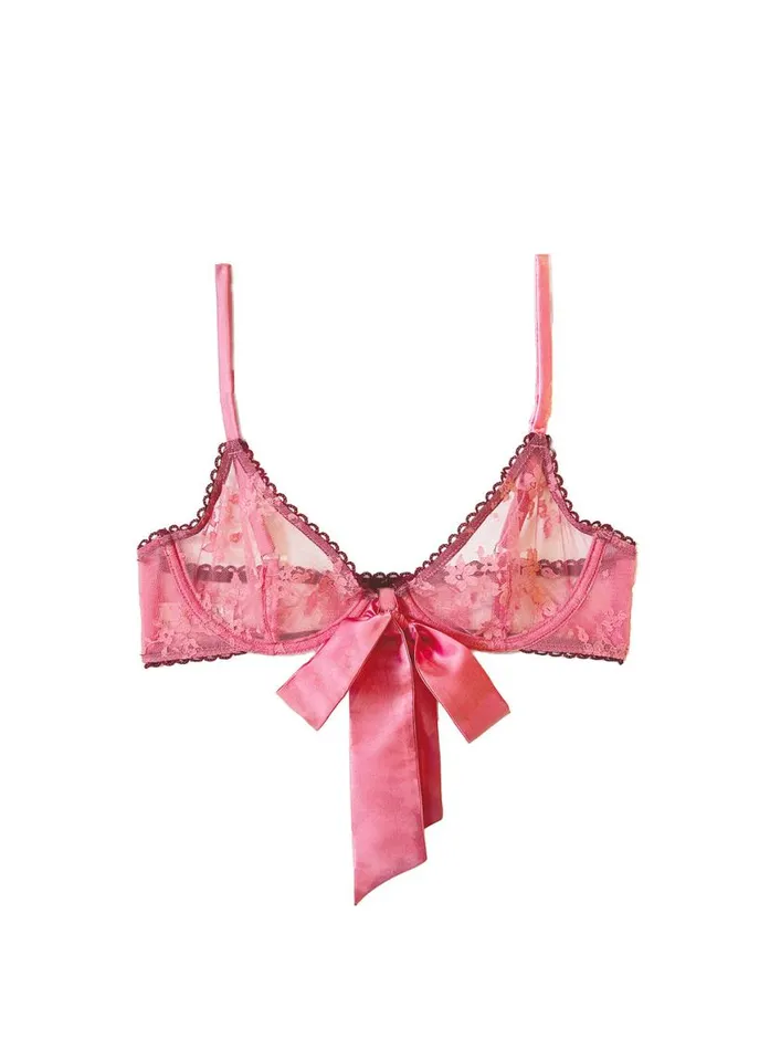 Underwire Bras Lingerie Fleur Du Mal Untie Me Demi Bra Pink Cadillac