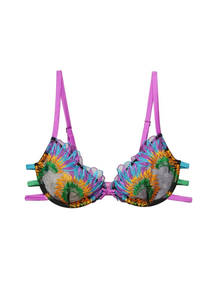 Underwire Bras PleasureLingerie Fleur Du Mal Carnival Embroidery Strappy Demi Bra Multi