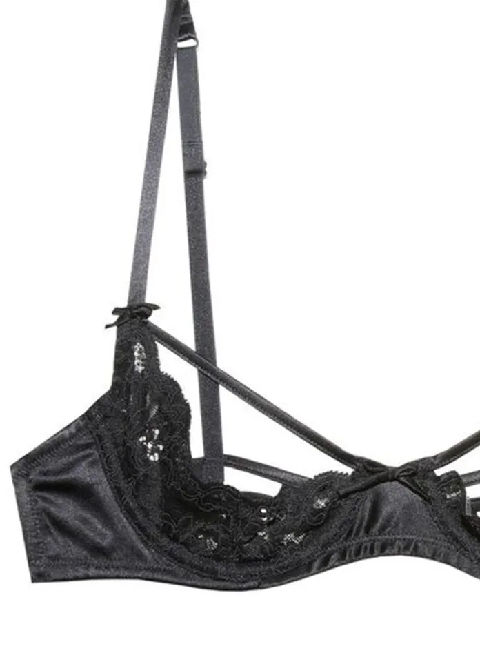 Underwire Bras PleasureLingerie Fleur Du Mal Charlotte Peekaboo Bra Black
