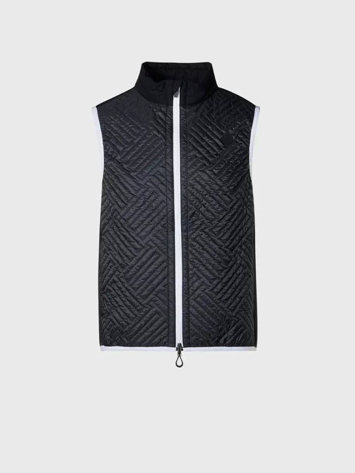 Vests Mens Paul Stuart Tonal Parquet Logo Vest Black