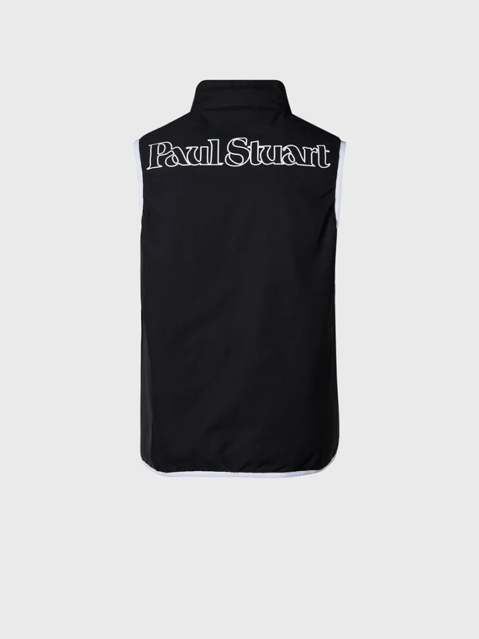 Vests Mens Paul Stuart Tonal Parquet Logo Vest Black