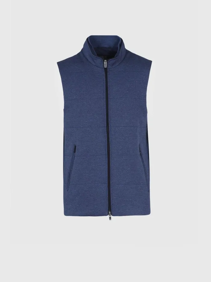 Vests Mens Paul Stuart Twill Jersey Vest Blue