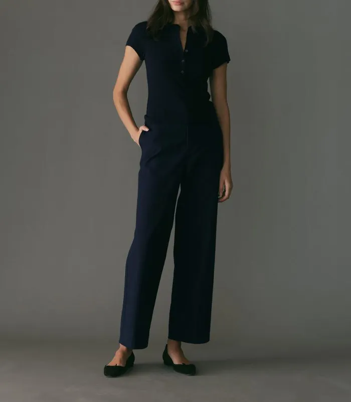 VIENNE SILK TEE Navy Shop DEN Tees