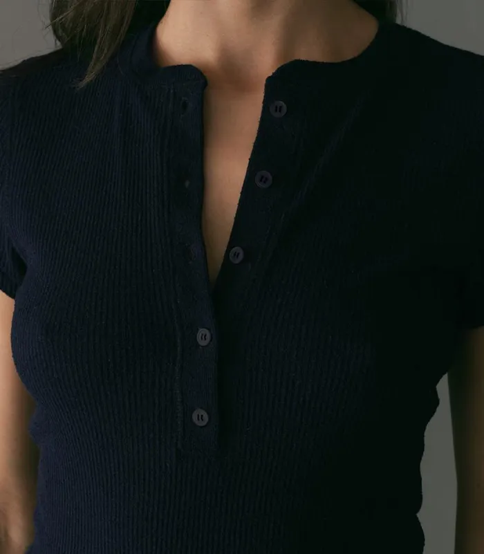 VIENNE SILK TEE Navy Shop DEN Tees