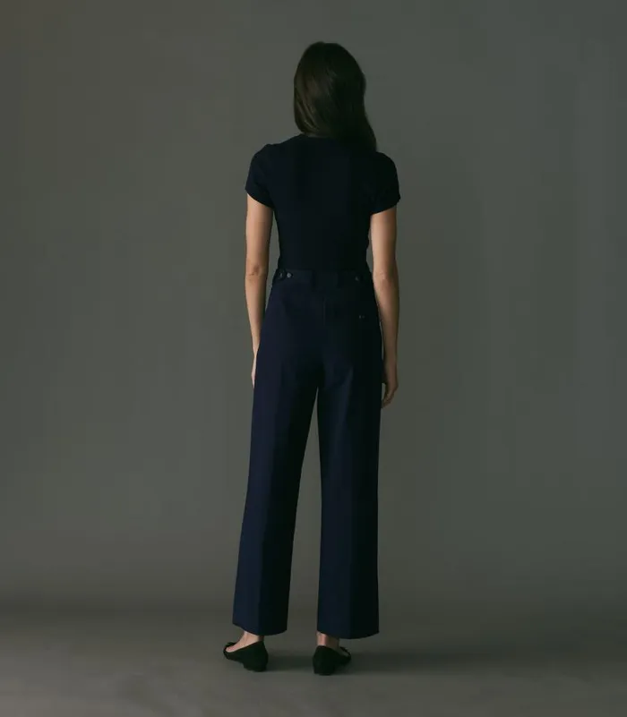 VIENNE SILK TEE Navy Shop DEN Tees