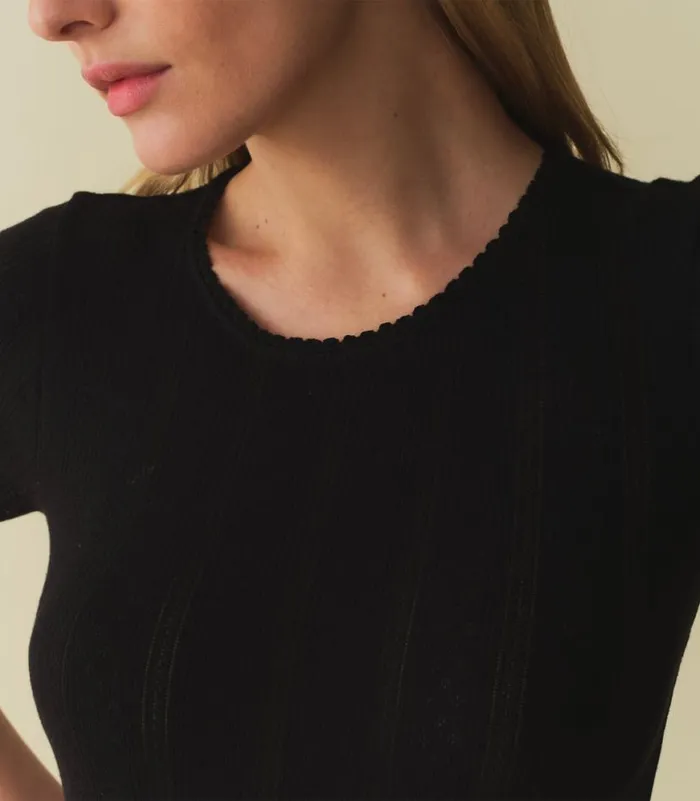 VIVI TEE Black Quelle Jolie Pointelle Shop DEN Tees