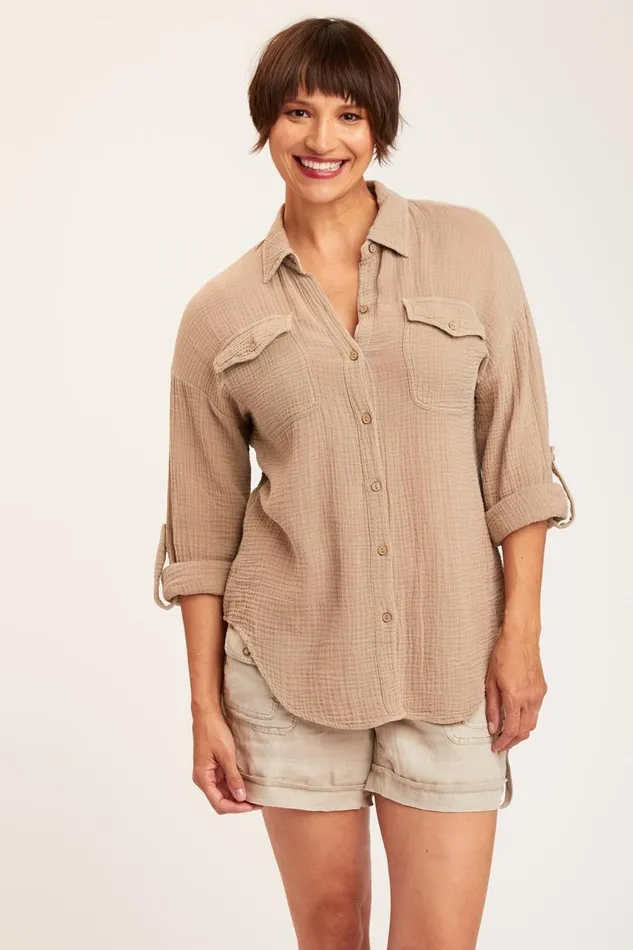 Wendell ButtonUp Merino Wool Pigment Clothing XCVI ShirtsBlouses