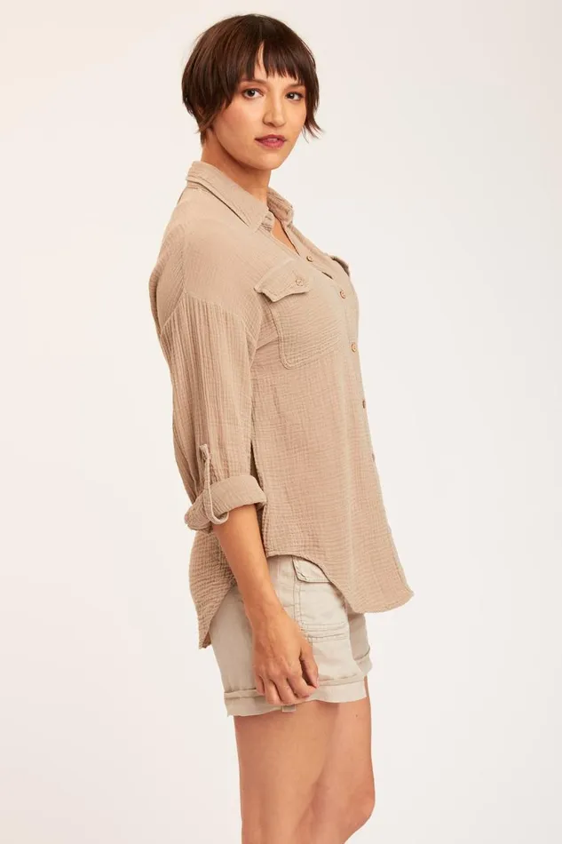 Wendell ButtonUp Merino Wool Pigment Clothing XCVI ShirtsBlouses