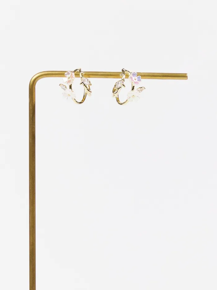Women 18k Gold Flower Vine Mini Hoop Earrings Gold Altar039d State Jewelry