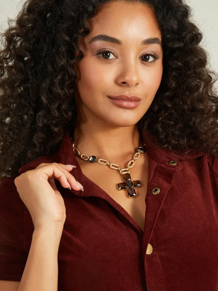 Women 18k Gold Gemstone Cross Necklace Gold Altar039d State Jewelry