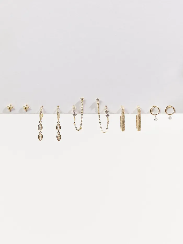 Women 18k Gold Glitz Earring Set Gold Altar039d State Jewelry