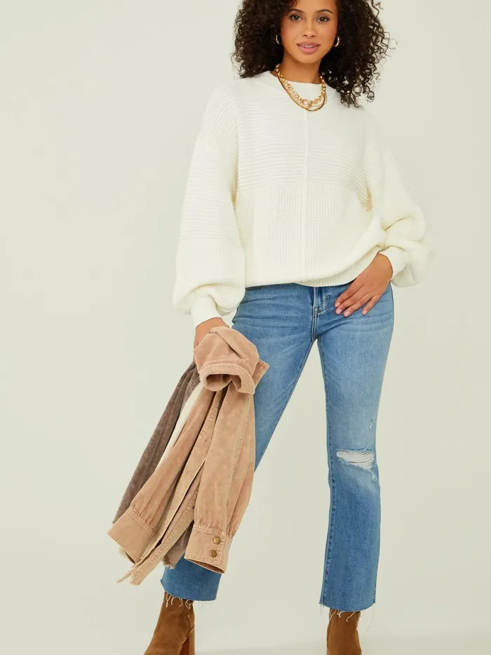 Women Addie Ribbed Sweater Offwhite Altar039d State Sweaters