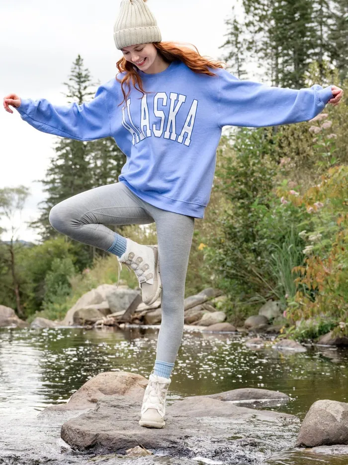 Women Alaska Graphic Sweatshirt Blue Altar039d State Activewear