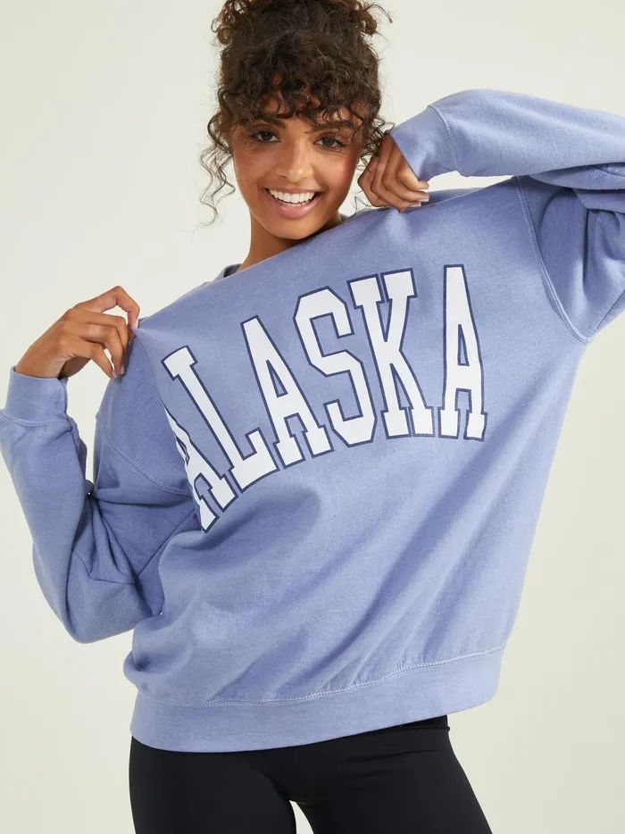 Women Alaska Graphic Sweatshirt Blue Altar039d State Activewear