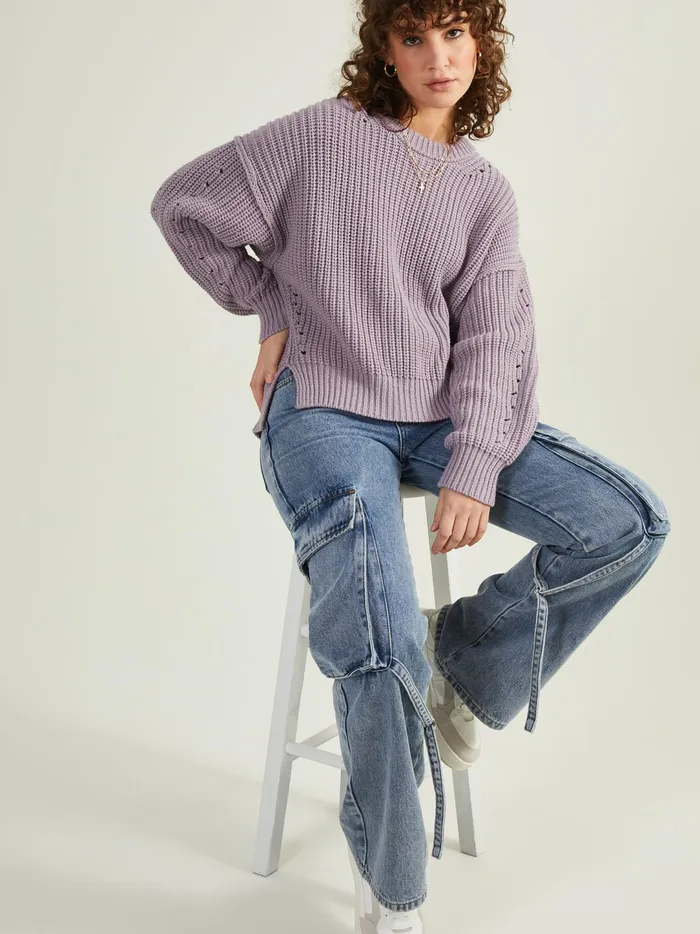 Women Amber Pointelle Chunky Sweater Nirvana Altar039d State Sweaters