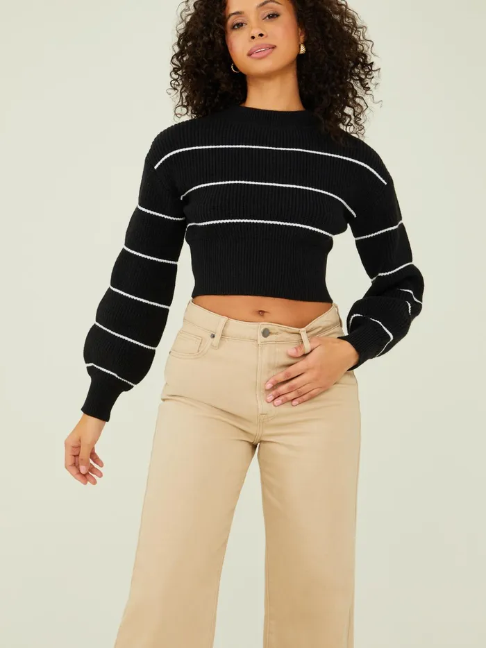 Women Ashlyn Cropped Sweater Blackwhite Altar039d State Sweaters