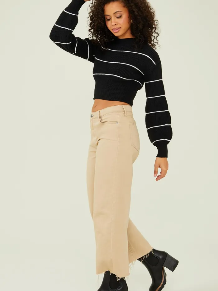 Women Ashlyn Cropped Sweater Blackwhite Altar039d State Sweaters