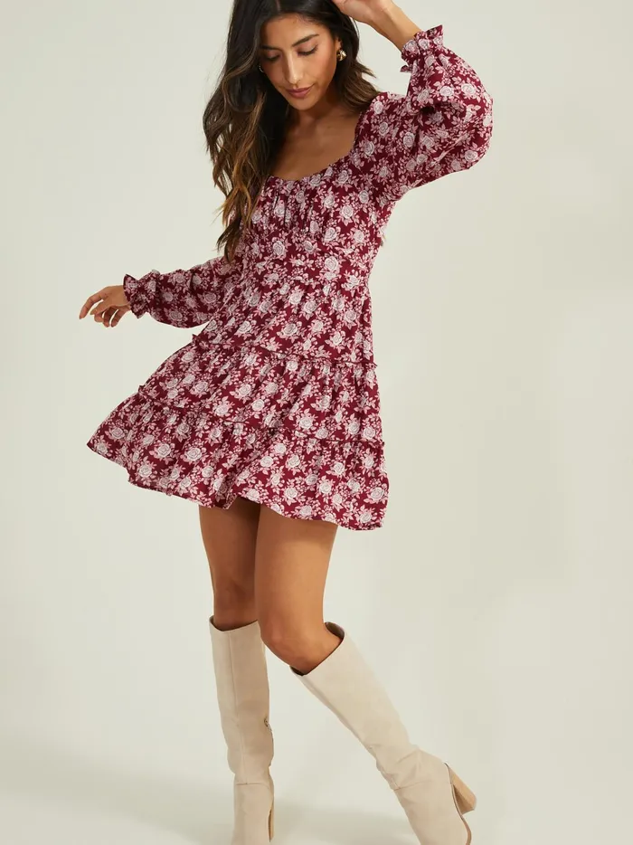 Women Athena Floral Dress Burgundy Altar039d State Casual