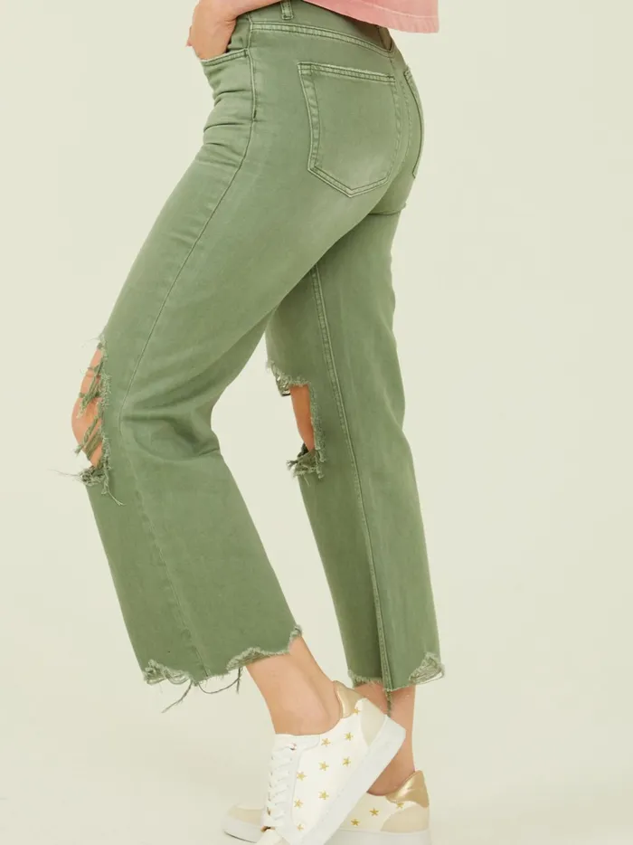 Women Aubrielle Straight Leg Jeans Olive Altar039d State Jeans